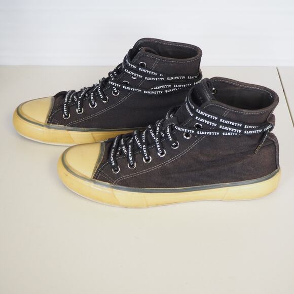 ALLSAINTS Jaxon High Top Canvas Sneaker Shoes Mens S US 9 EU 42 Black Distressed - Picture 6 of 11